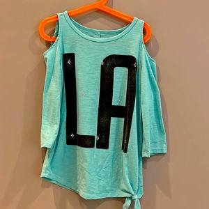 LA Bedazzled Justice sleeve top, Girls Size 8